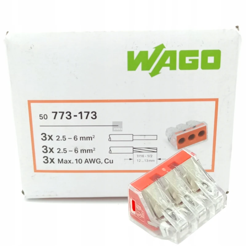 Szybkozłączka Złączka Wago 773-173 3P 2,5-6Mm 50Sz