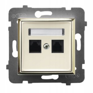 Moduł Ecru /Złoty Bez Ramki Gniazdo Internetowe 2X Ospel Aria