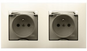 Gniazdo Hermetyczne Podwójne Łazienkowe Ospel Aria Ecru