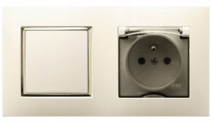 Gniazdo Włącznik Pojedynczy Do Łazienki Gniazdko Ospel Aria Ecru Złoty