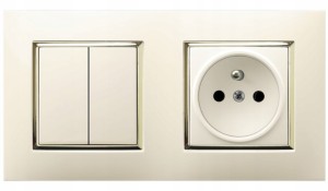 Gniazdo Z Włącznikiem Podwójnym Ospel Aria Ecru Złoty