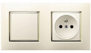 Gniazdo Z Włącznikiem Pojedynczym Ospel Aria Ecru Złoty