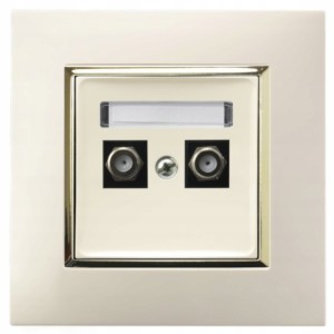 Gniazdo Antenowe Podwójne Ospel Aria Ecru Złoty