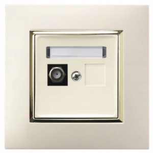 Gniazdo Antenowe Pojedyncze Ospel Aria Ecru Złoty