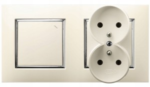 Gniazdo Podwójne Z Włącznikiem Schodowym Ospel Aria Ecru Srebro 3