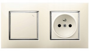 Gniazdo Z Włącznikiem Schodowym Ospel Aria Ecru Srebro