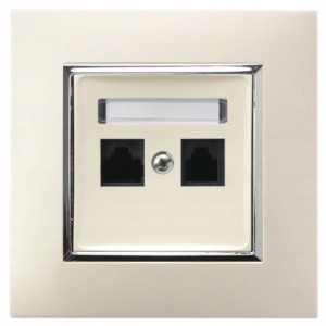 Gniazdo Internetowe Rj45 2X Ospel Aria Ecru Srebro