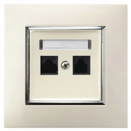 Gniazdo Internetowe Rj45 2X Ospel Aria Ecru Srebro