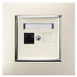 Gniazdo Internetowe Rj45 1X Ospel Aria Ecru Srebro