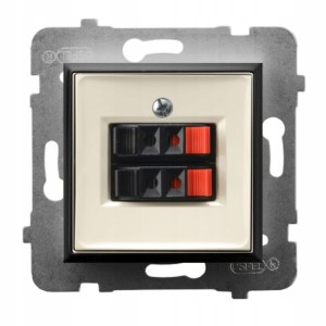 Moduł Ecru /Czarny Bez Ramki Gniazdo Głośnikowe 2X Ospel Aria