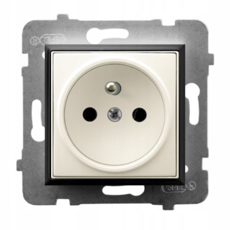 Moduł Ecru / Czarny Bez Ramki Gniazdo Pojedyncze Ospel Aria