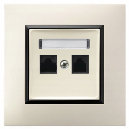 Gniazdo Internetowe Rj45 2X Ospel Aria Ecru Czarny