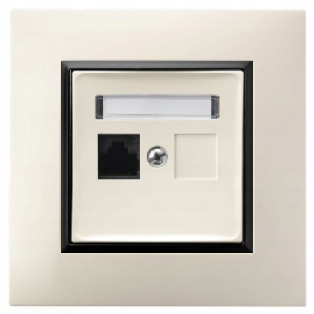 Gniazdo Internetowe Rj45 1X Ospel Aria Ecru Czarny