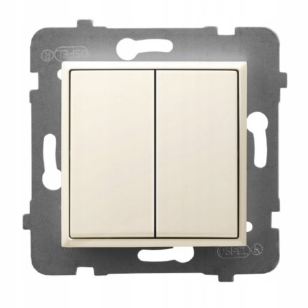 Moduł Ecru Bez Ramki Włącznik Podwójny Schodowy Ospel Aria
