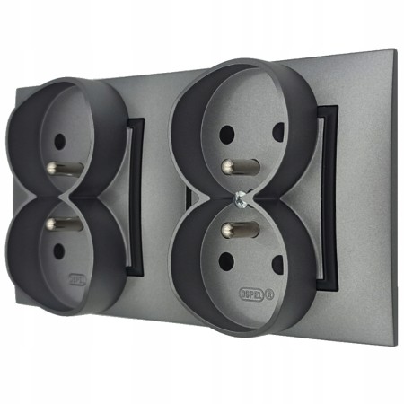 Gniazdo Gniazdko Podwójne 2X W Ramce Szary Aria