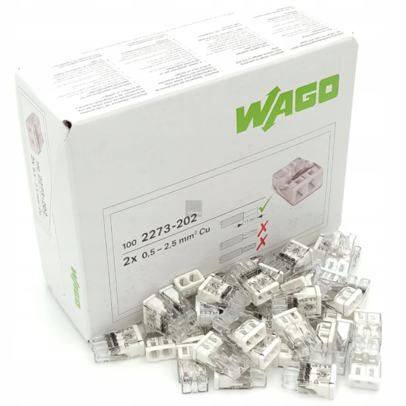 Szybkozłączka Wago Drut 2X2,5 2273-202 100 Złącze