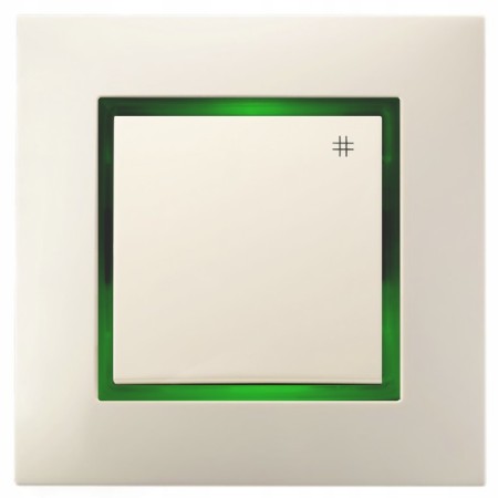 Włącznik Krzyżowy Ospel Aria Ecru Z Podświetleniem Zielonym
