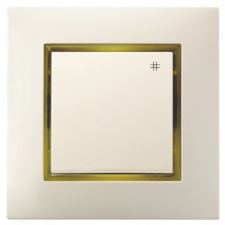 Włącznik Krzyżowy Ospel Aria Ecru Z Podświetleniem Złotym