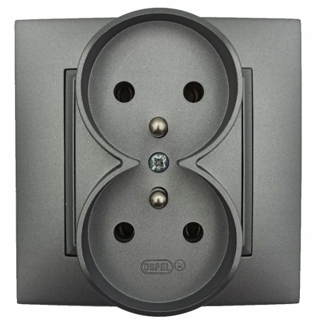 Gniazdko Z Bolcem Aria Podwójne Z Uziemieniem Ospel Gniazdo Szare