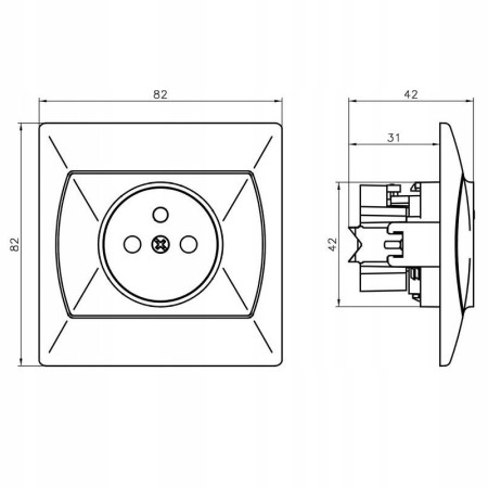 Gniazdo Pojedyncze Z Uziemieniem Akcent Brązowy