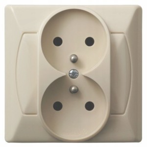 Gniazdo Podwójne Z Uziemieniem Ospel Akcent Beżowy