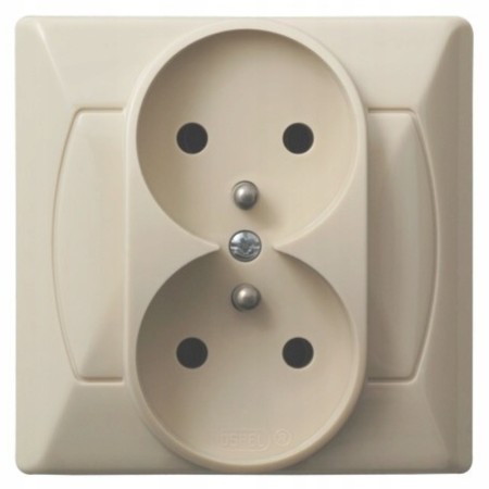 Gniazdo Podwójne Z Uziemieniem Ospel Akcent Beżowy