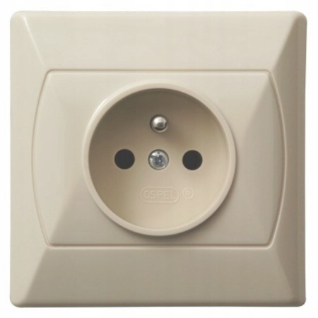 Gniazdo Pojedyncze Z Uziemieniem Akcent Beżowy