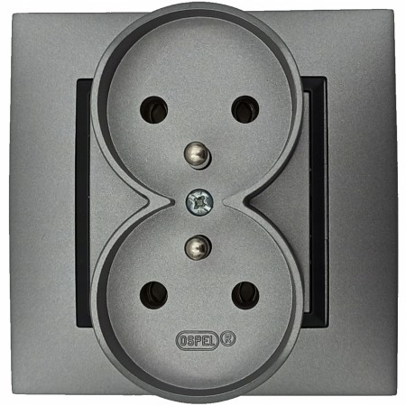 Gniazdo Kontakt Szare Podwójny Ramka Czarna