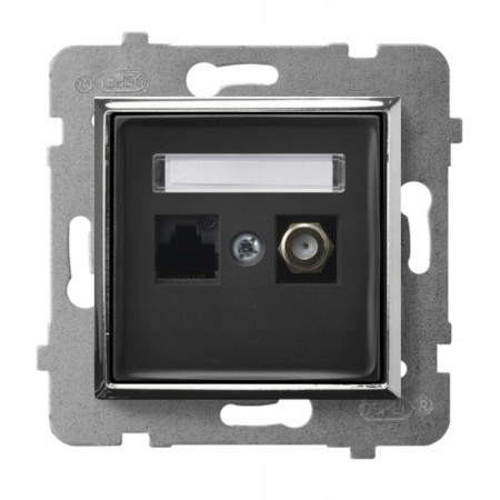 Gniazdo Rj45/Tv(F) Bez Ramki Aria Czarny/Srebro