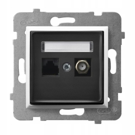 Gniazdo Rj45/Tv(F) Bez Ramki Aria Czarny/Biały