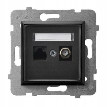 Gniazdo Rj45/Tv(F) Bez Ramki Aria Czarny
