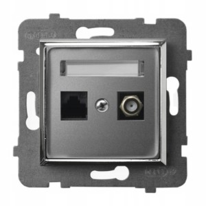 Gniazdo Rj45/Tv(F) Bez Ramki Ospel Aria Szary/Srebro