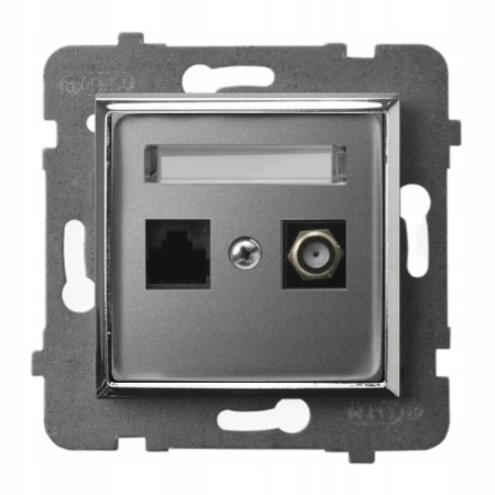Gniazdo Rj45/Tv(F) Bez Ramki Ospel Aria Szary/Srebro