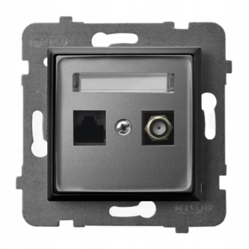 Gniazdo Rj45/Tv(F) Bez Ramki Ospel Aria Szary/Czarny