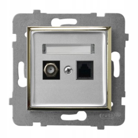 Gniazdo Rj45/Tv(F) Bez Ramki Ospel Aria Srebrny/Złoto