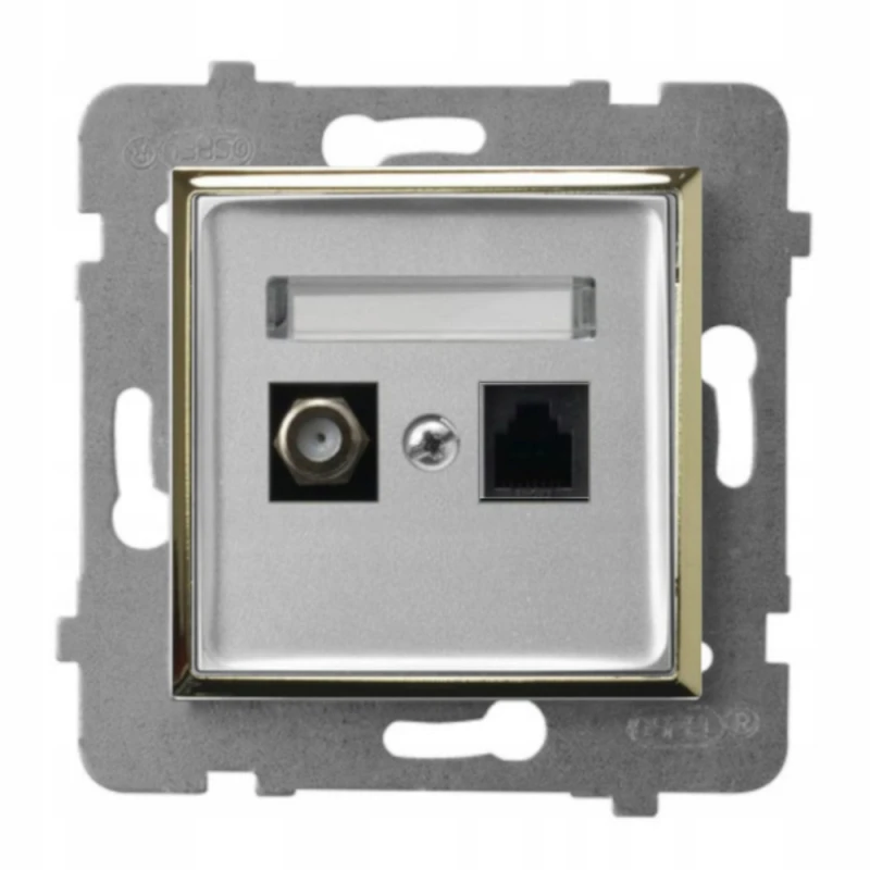 Gniazdo Rj45/Tv(F) Bez Ramki Ospel Aria Srebrny/Złoto