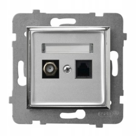 Gniazdo Rj45/Tv(F) Bez Ramki Ospel Aria Srebrny/Srebro