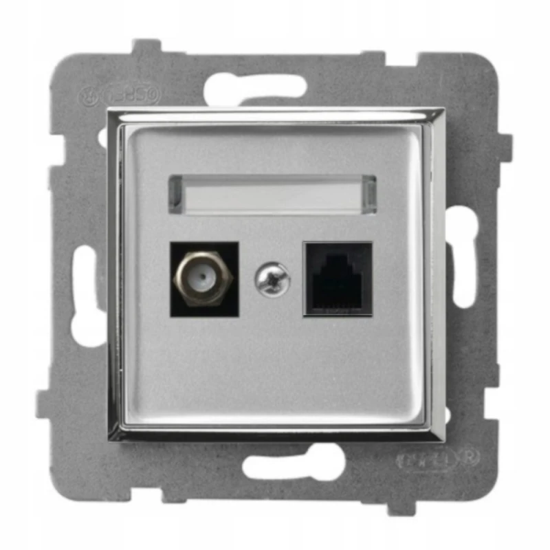 Gniazdo Rj45/Tv(F) Bez Ramki Ospel Aria Srebrny/Srebro
