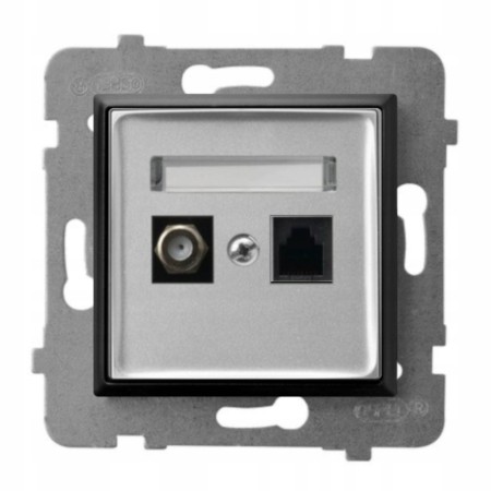 Gniazdo Rj45/Tv(F) Bez Ramki Ospel Aria Srebrny/Czarny