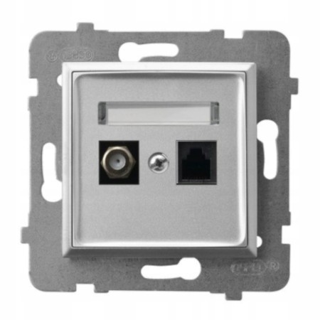 Gniazdo Rj45/Tv(F) Bez Ramki Ospel Aria Srebrny