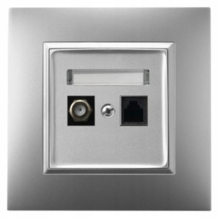Gniazdo Rj45/Tv(F) Z Ramką Ospel Aria Srebrny
