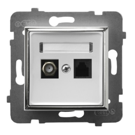 Gniazdo Rj45/Tv(F) Bez Ramki Ospel Aria Biały/Srebro