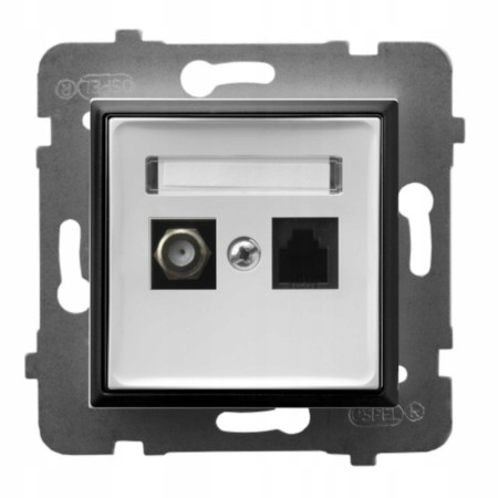 Gniazdo Rj45/Tv(F) Bez Ramki Ospel Aria Biały/Czarny