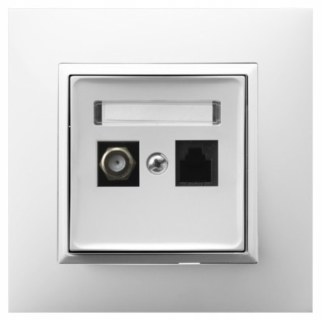 Gniazdo Rj45/Tv(F) Z Ramką Ospel Aria Biały