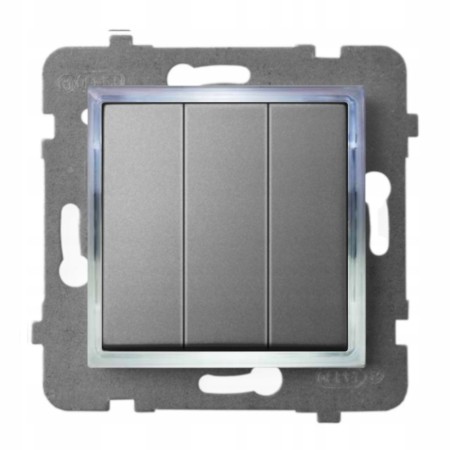 Włącznik Podświetlany Led Biały Potrójny Bez Ramki 70.B Ospel Aria