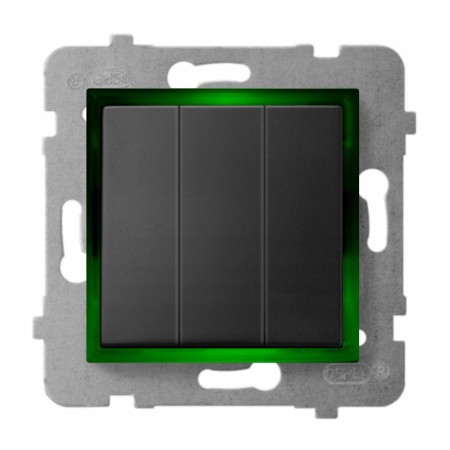 Włącznik Podświetlany Led Zielony Potrójny Bez Ramki 33.Z Ospel Aria