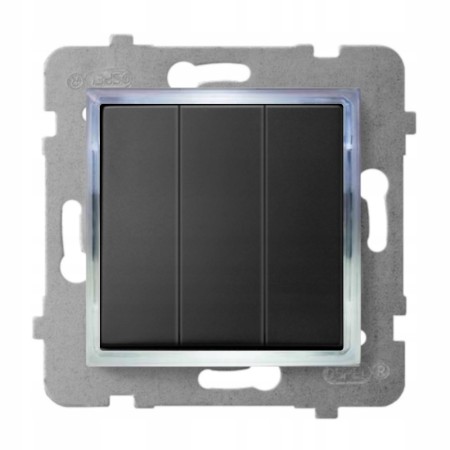 Włącznik Podświetlany Led Biały Potrójny Bez Ramki 33.B Ospel Aria