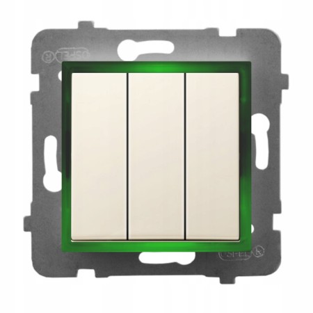 Włącznik Podświetlany Led Zielony Potrójny Bez Ramki 27.Z Ospel Aria