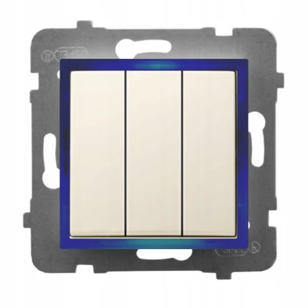 Włącznik Podświetlany Led Niebieski Potrójny Bez Ramki 27.N Ospel Aria