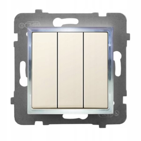 Włącznik Podświetlany Led Biały Potrójny Bez Ramki 27.B Ospel Aria